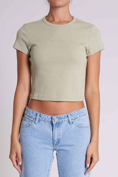 Abrand - A 90s Rib Baby Tee - Sage - Front