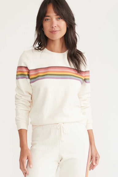 Marine Layer - Anytime Sweatshirt - Antique White/Multi Stripe