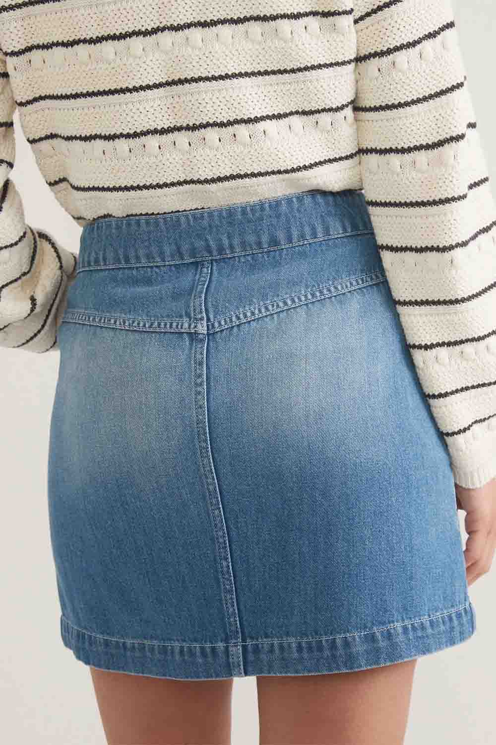 Marine Layer - Emilia Mini Skirt - Medium Wash - Back