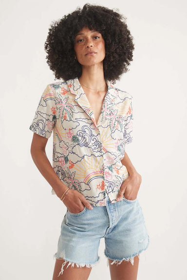 Marine Layer - Lucy Embroidered Resort Shirt - Groove - Front