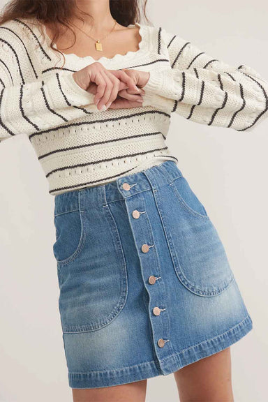 Marine Layer - Emilia Mini Skirt - Medium Wash - Front