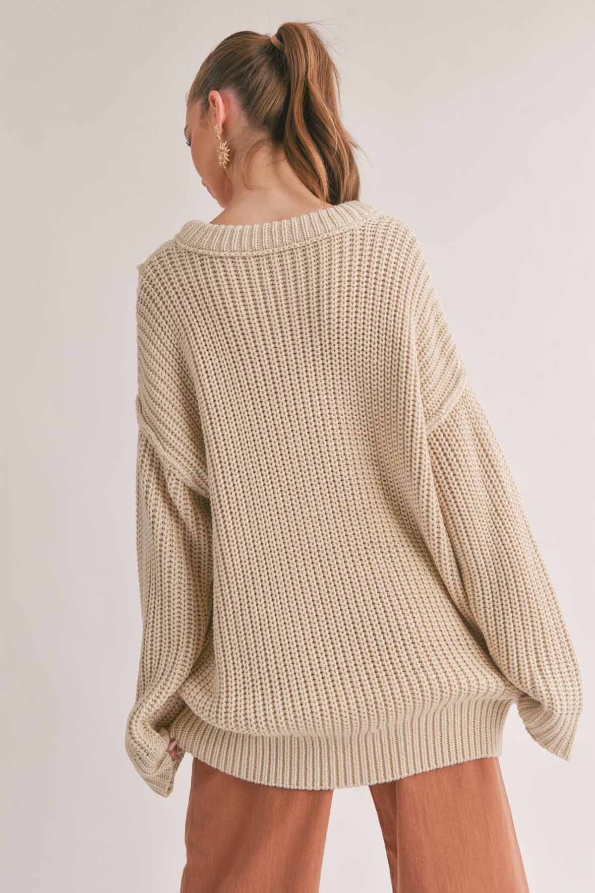 Sage the Label - Kaia Oversized Sweater - Ecru - Back