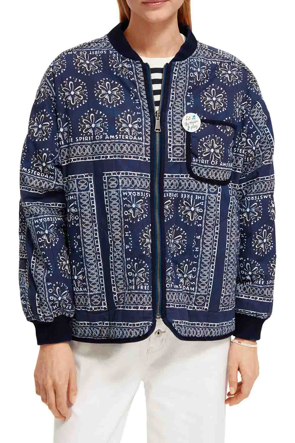 Scotch & Soda - Reversible Chambray Bomber Jacket - Indigo - Front