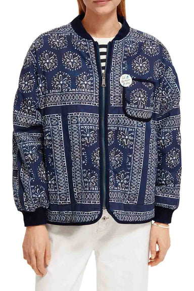 Scotch & Soda - Reversible Chambray Bomber Jacket - Indigo - Front