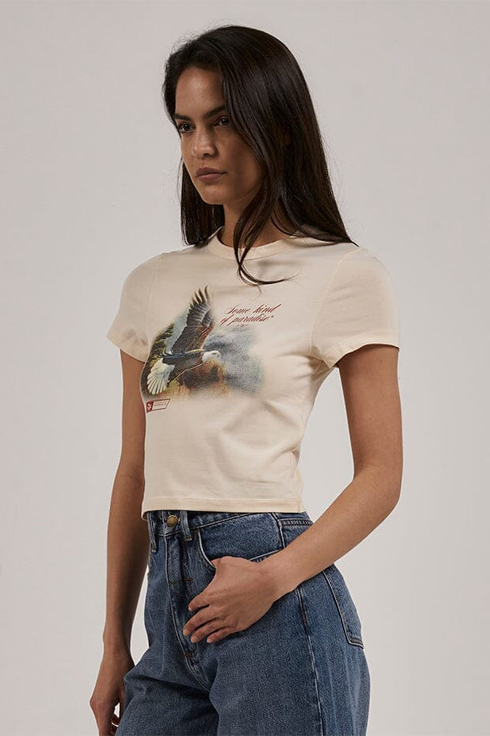 Thrills - Beholder Y2K Tee - Cotton Cream - Side