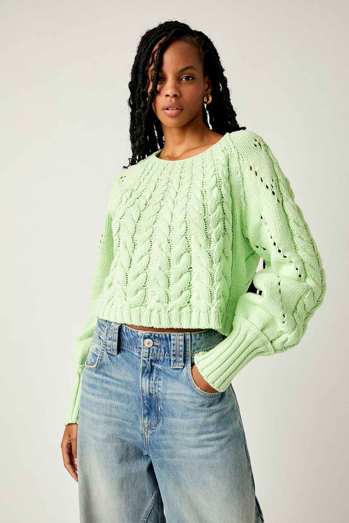 Free People - Sandre Pullover - Green Light - Front