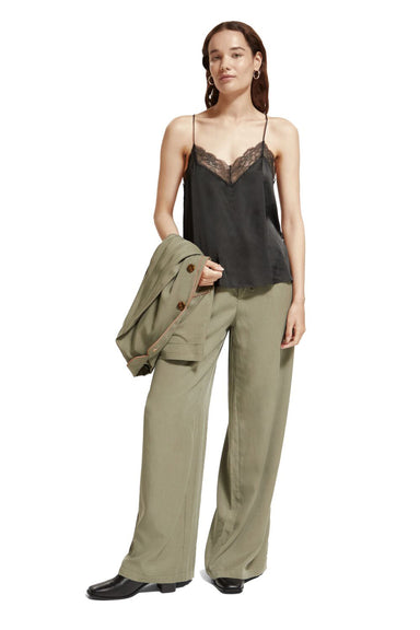 Scotch & Soda - Eleni High Rise Wide Leg Pant - Army Green