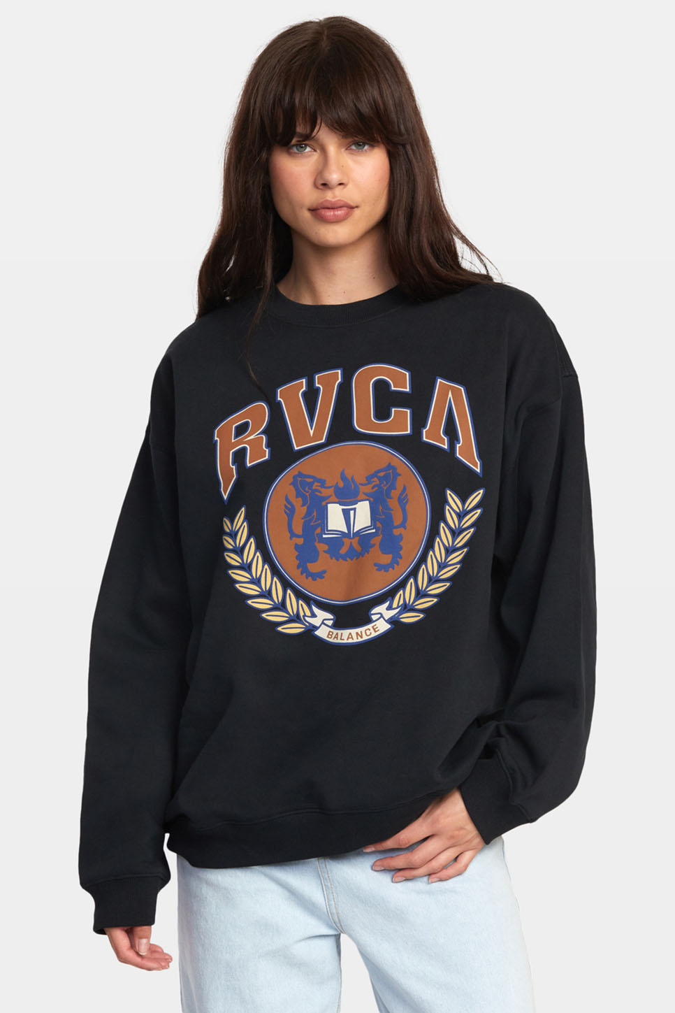 RVCA - Letterman Sweatshirt - RVCA Black - Front