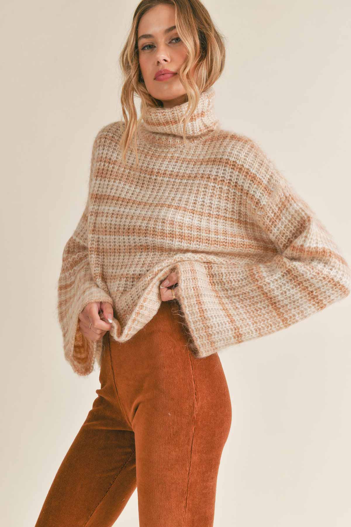 Sadie & Sage - Loretta Turtleneck Sweater - Cream Multi - Side