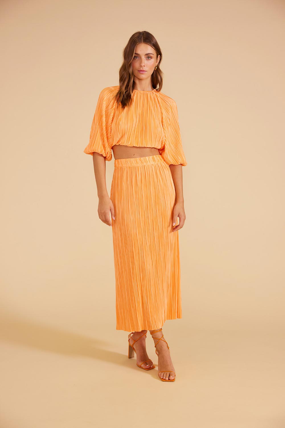 Mink Pink - Livia Midi Skirt - Orange - Front