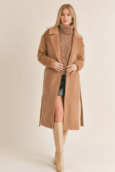 Sage the Label - Amira Long Coat - Taupe - Front