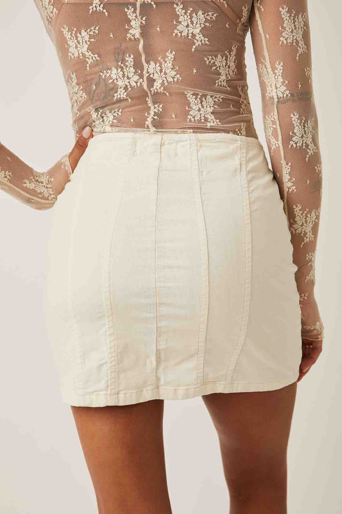 Free People - Layla Cord Mini Skirt - Cheesecake - Back