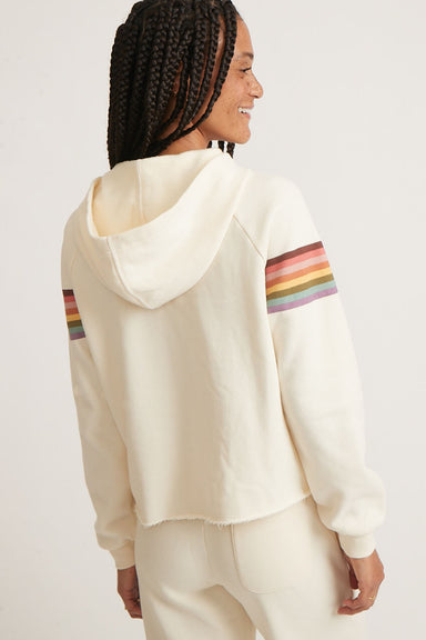 Marine Layer - Anytime Cropped Hoodie - Antique White - Back