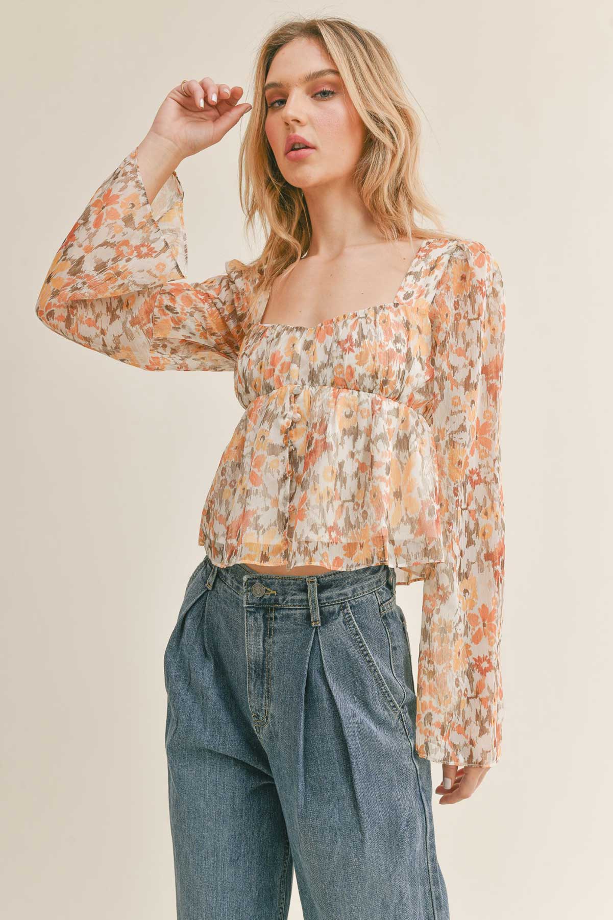 Sage the Label - Forest Bath Top - Ivory Multi - Profile