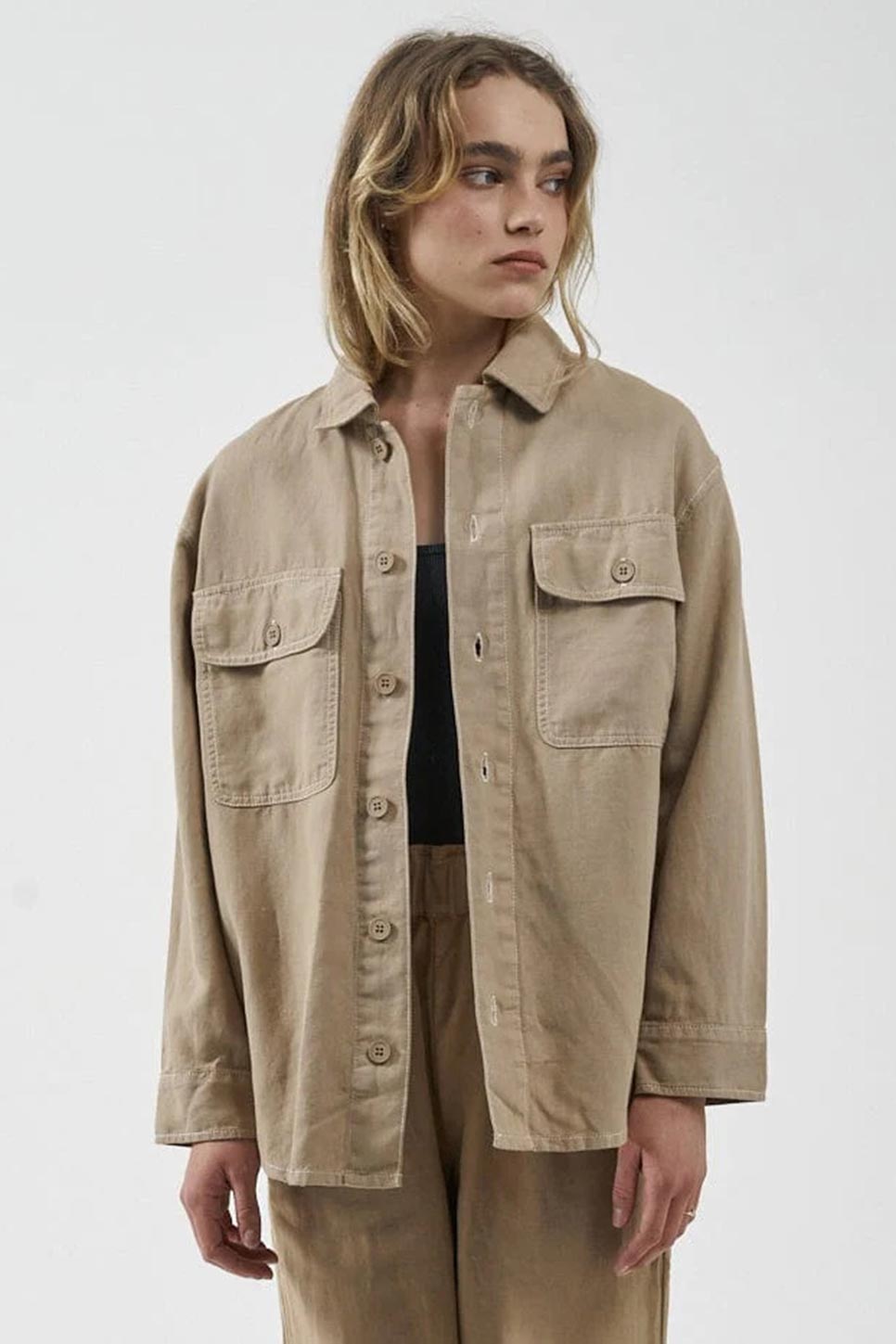 Thrills - Discover Overshirt - Faded Khaki - Front