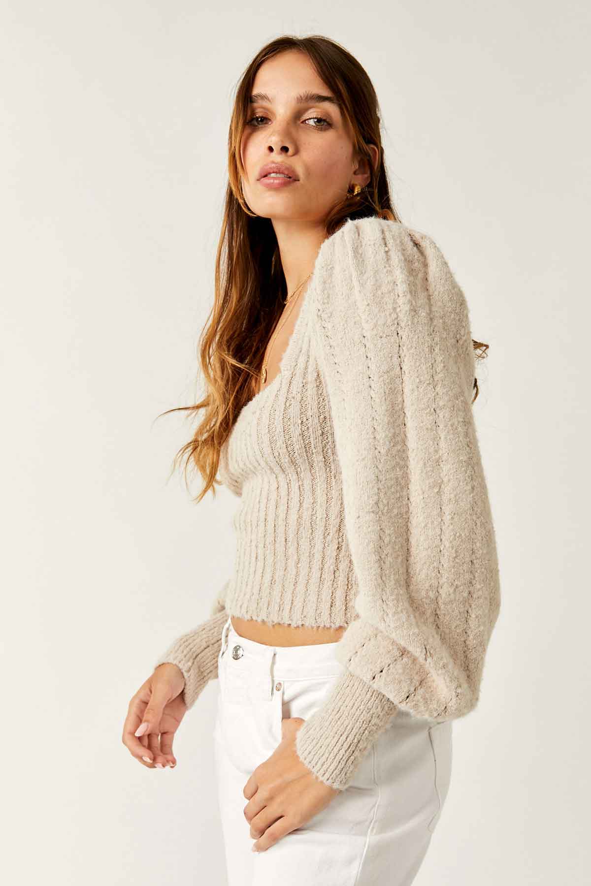 Free People - Katie Pullover - Sand Dollar Combo - Side