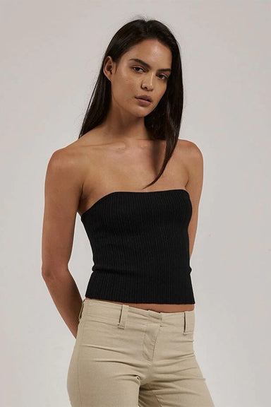 Thrills - Nisha Knit Tube Top - Black - Front