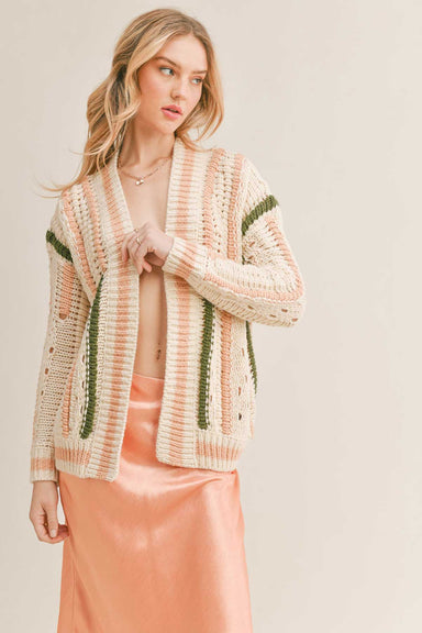 Sage the Label - Kalyn Chunky Cardigan - Cream Multi - Front