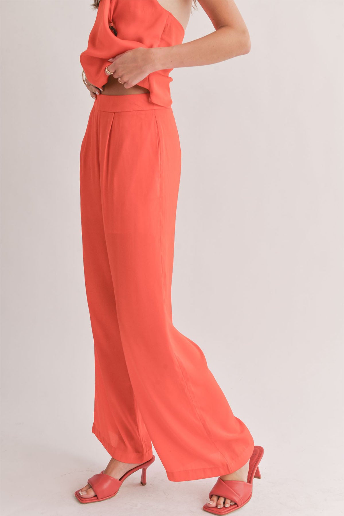 Sage the Label - Dream Skies Wide Leg Pant - Red - Side