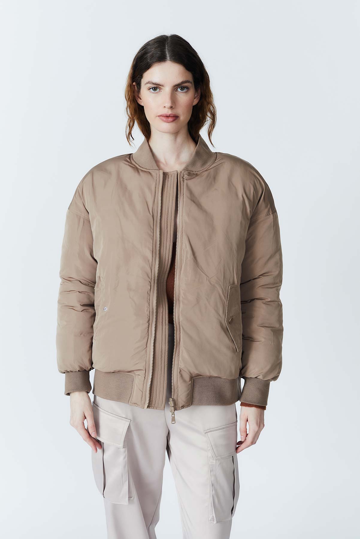 Deluc - Kai Reversible Bomber Jacket - Mink/Mink - Reversed Front