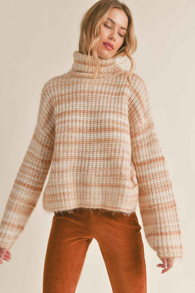 Sadie & Sage - Loretta Turtleneck Sweater - Cream Multi - Front