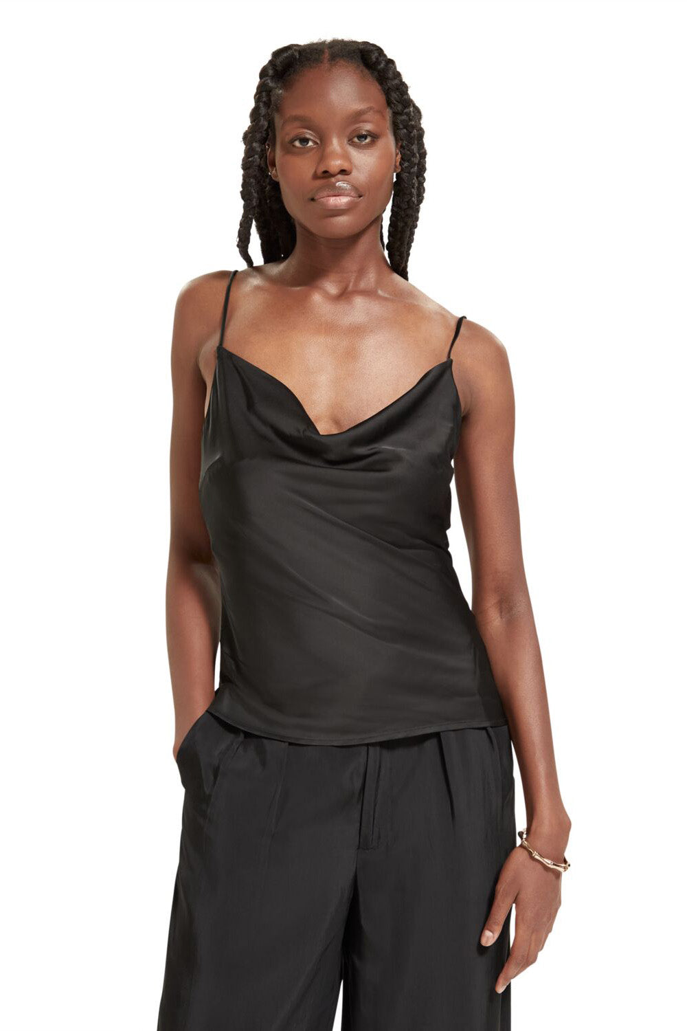 Scotch & Soda - Cowl Neck Camisole - Evening Black - Front