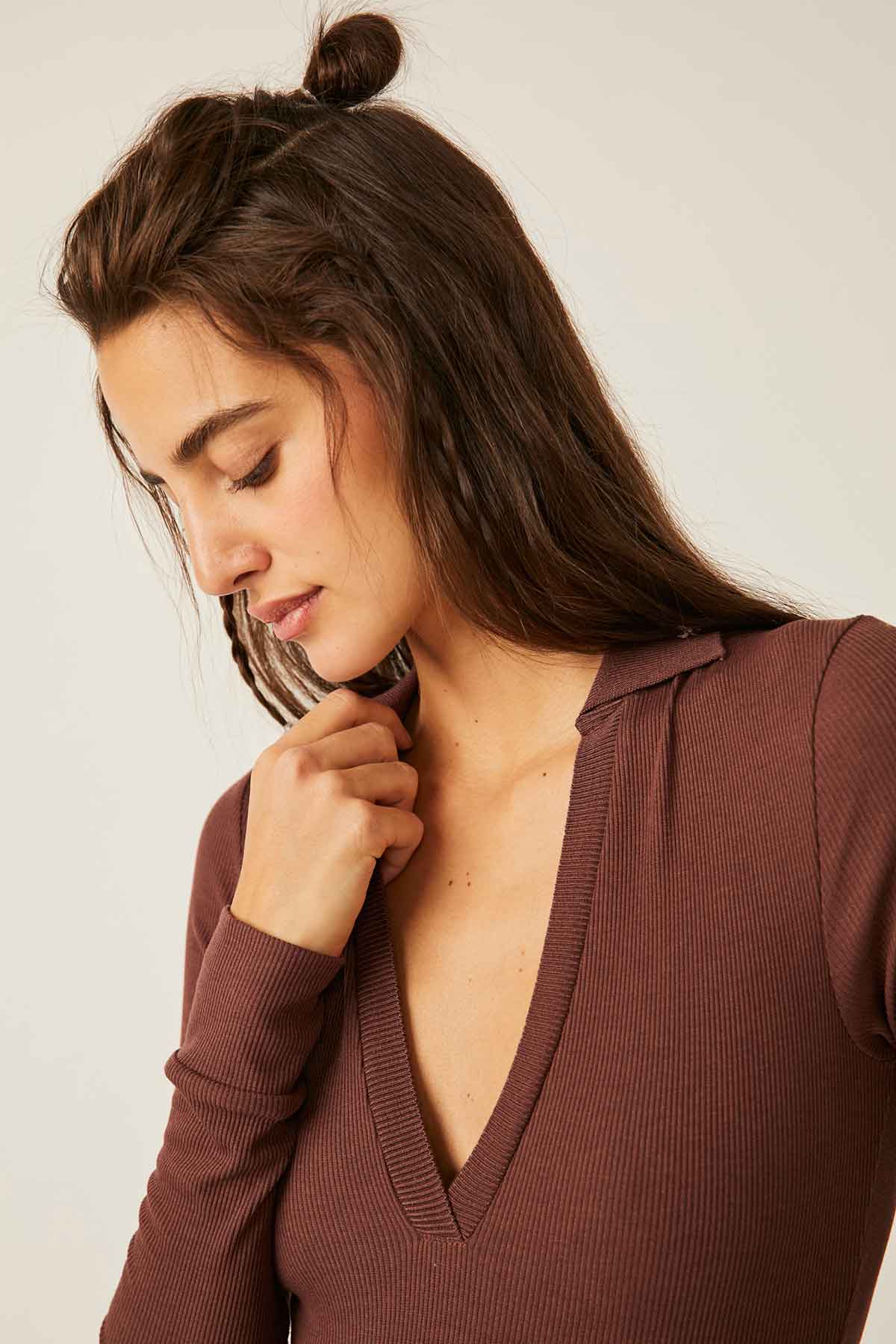Free People - Do It Right Bodysuit - Hickory - Detail