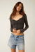 Free People - Eyes on You Long Sleeve - Black - Front