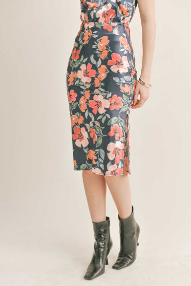 Sadie & Sage - Style Icon Midi Skirt - Navy Multi - Front