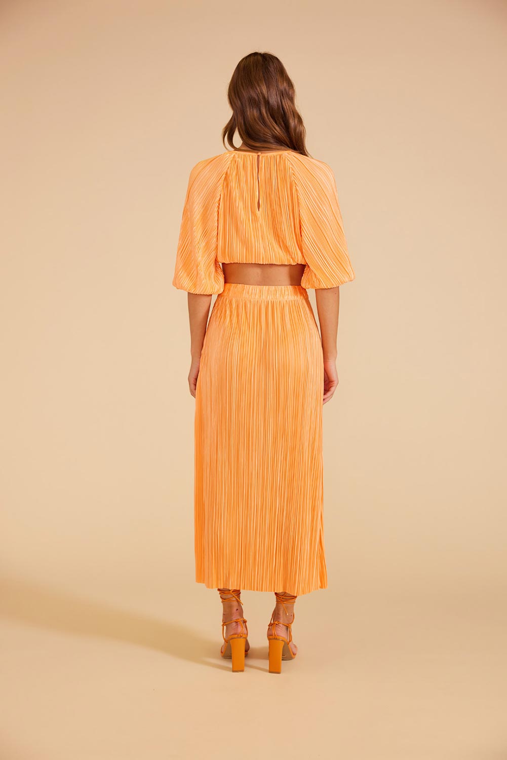 Mink Pink - Livia Midi Skirt - Orange - Back