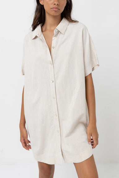 Rhythm - Classic Shirt Dress - Oat - Front