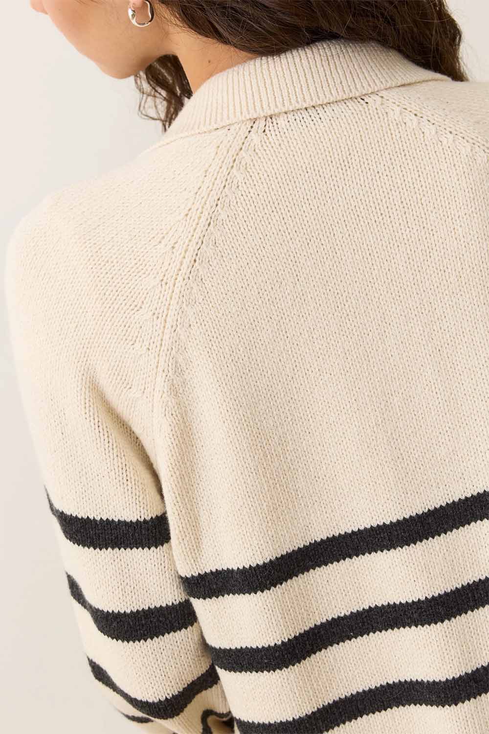 Marine Layer - Berkeley Sweater Polo - Charcoal Stripe - Back