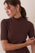 Marine Layer - Lexi Rib Mock Neck Top - Cappuccino - Detail
