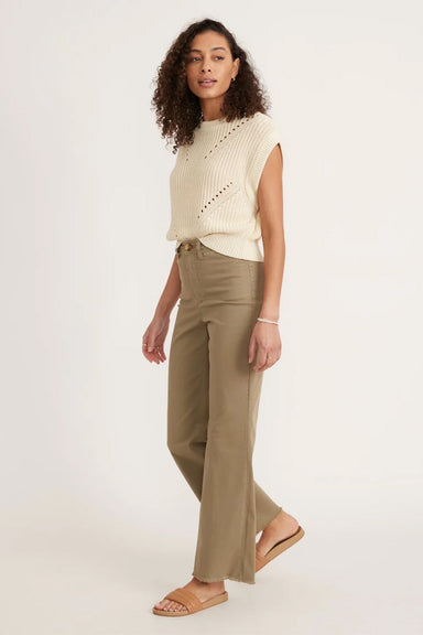 Marine Layer - Raw Edge Bridget Pant - Aloe - Side