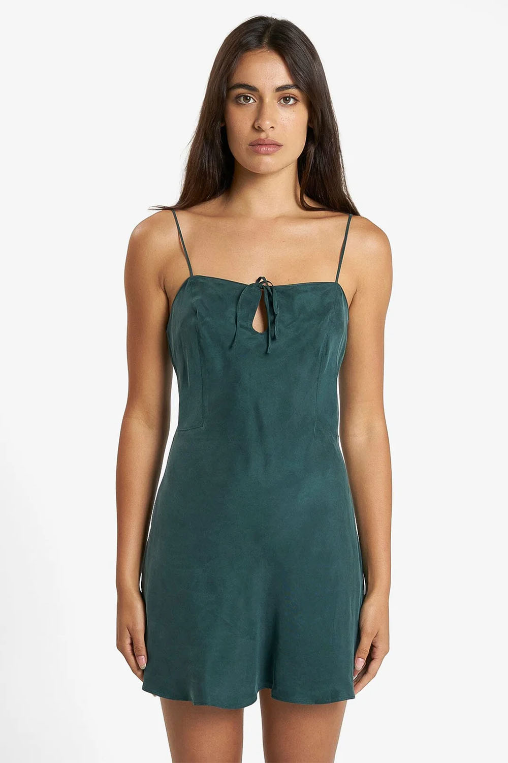 Thrills - Fairmont Mini Slip Dress - Juniper Green - Front