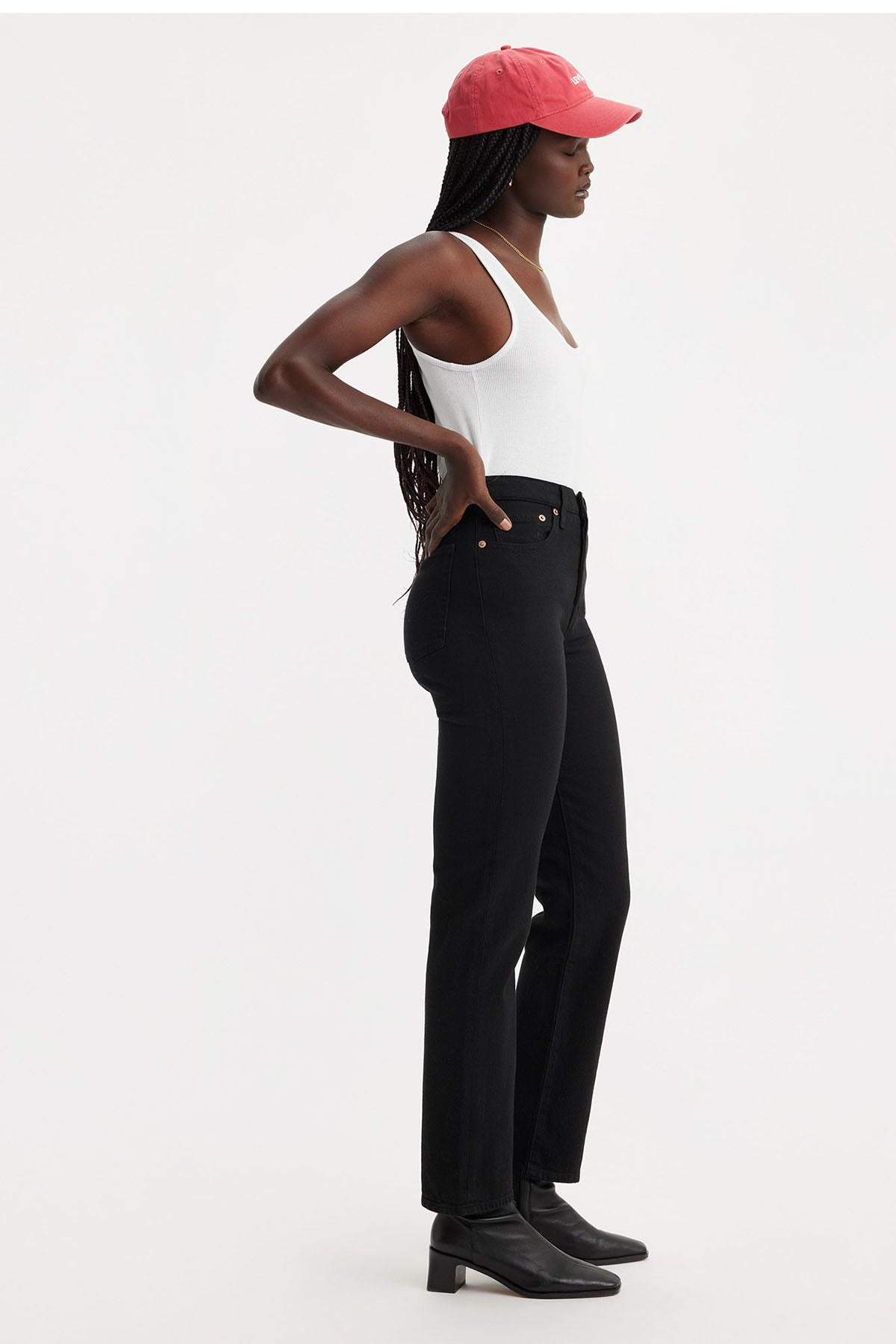 Wedgie straight black top