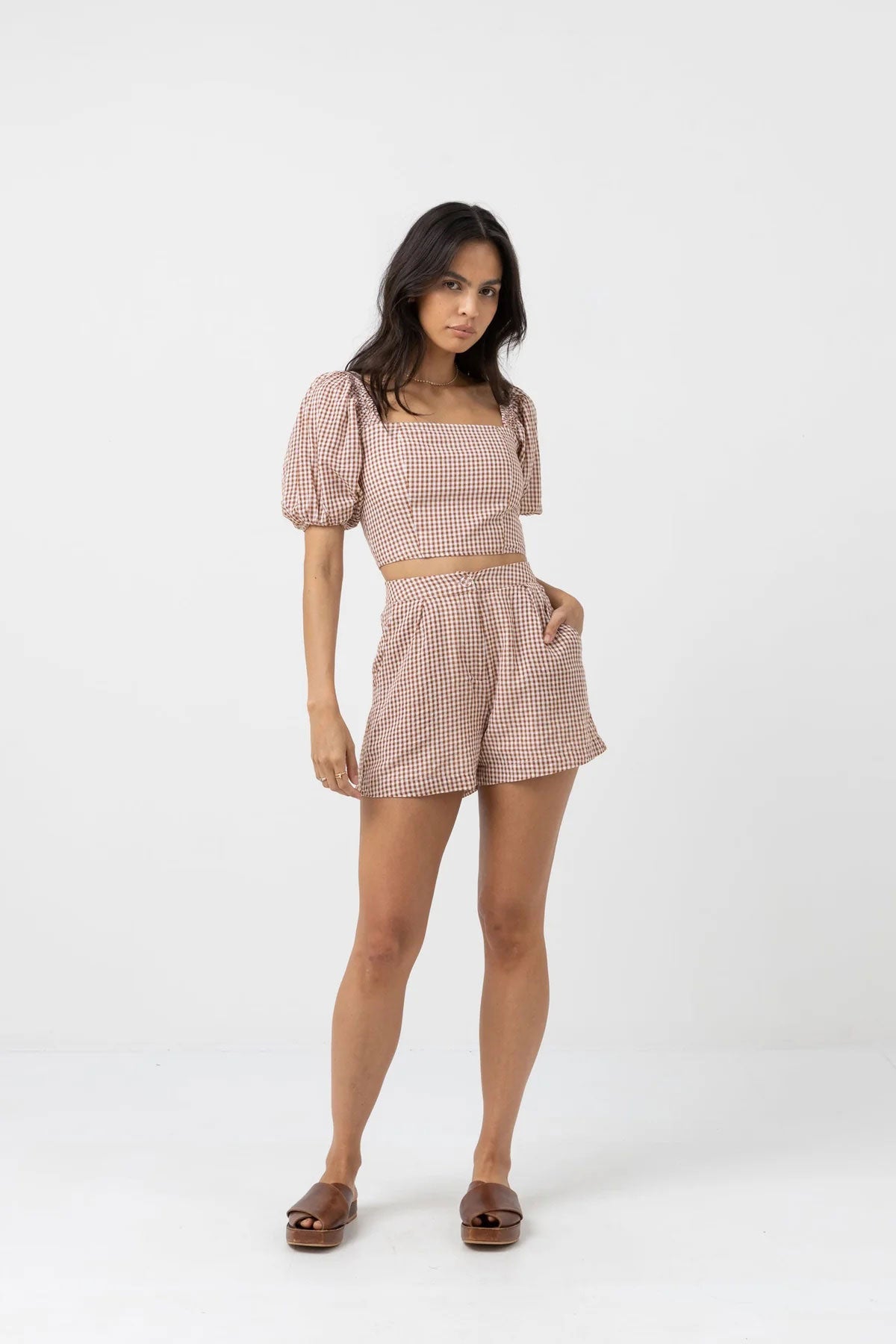 Rhythm - LOLA CHECK SS TOP - Clay