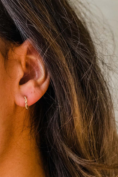 able-braided-mini-hoops-gold-model