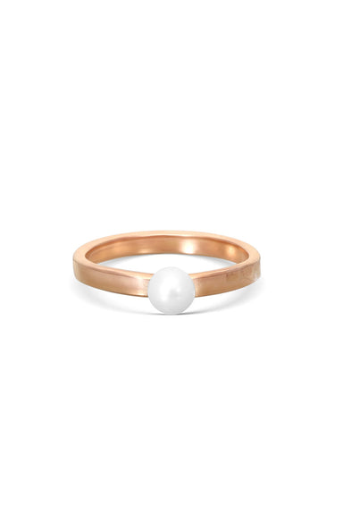 able pearl hammered ring gold front