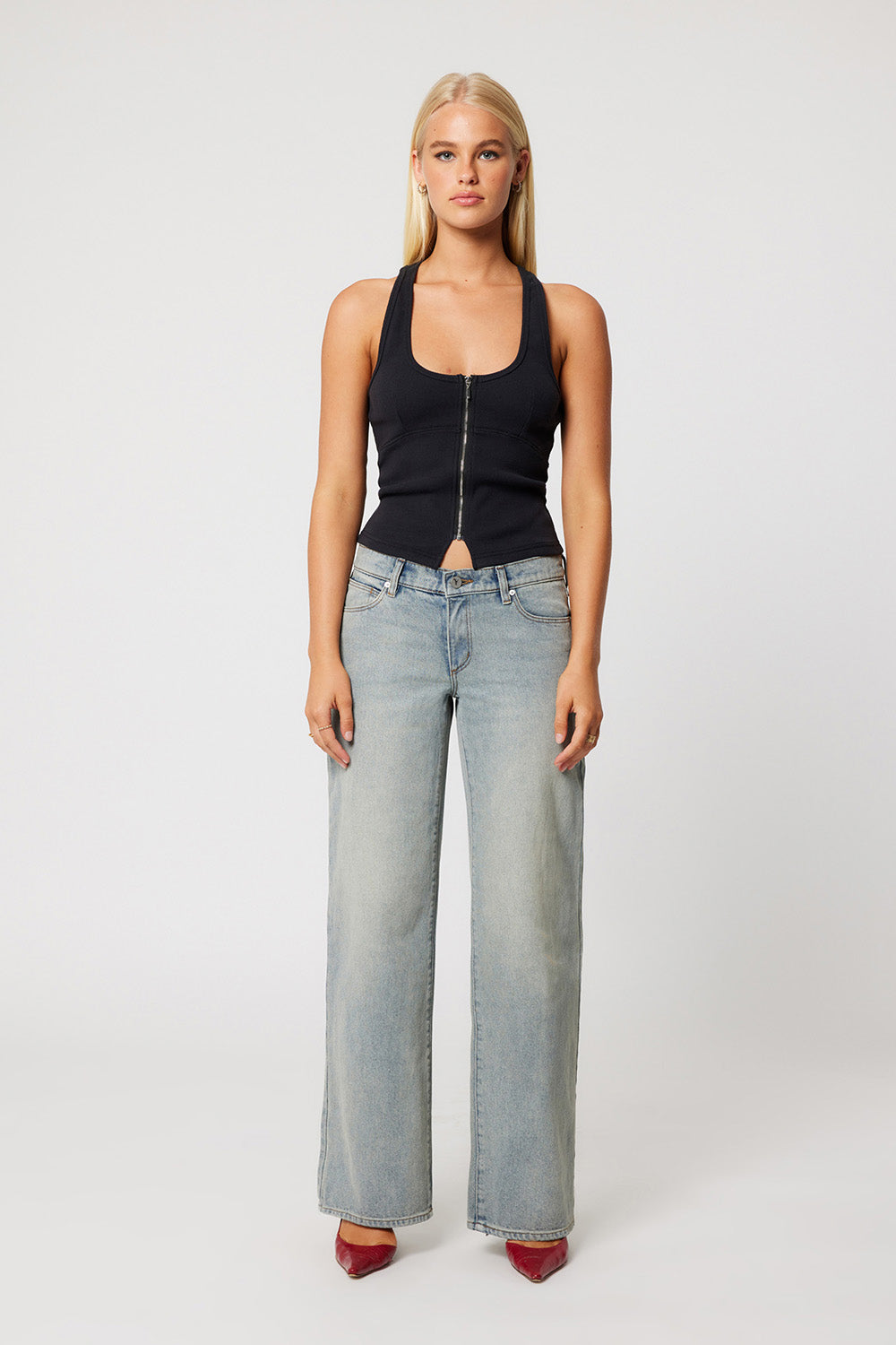 Abrand - Addison Racer Top - Black - Front
