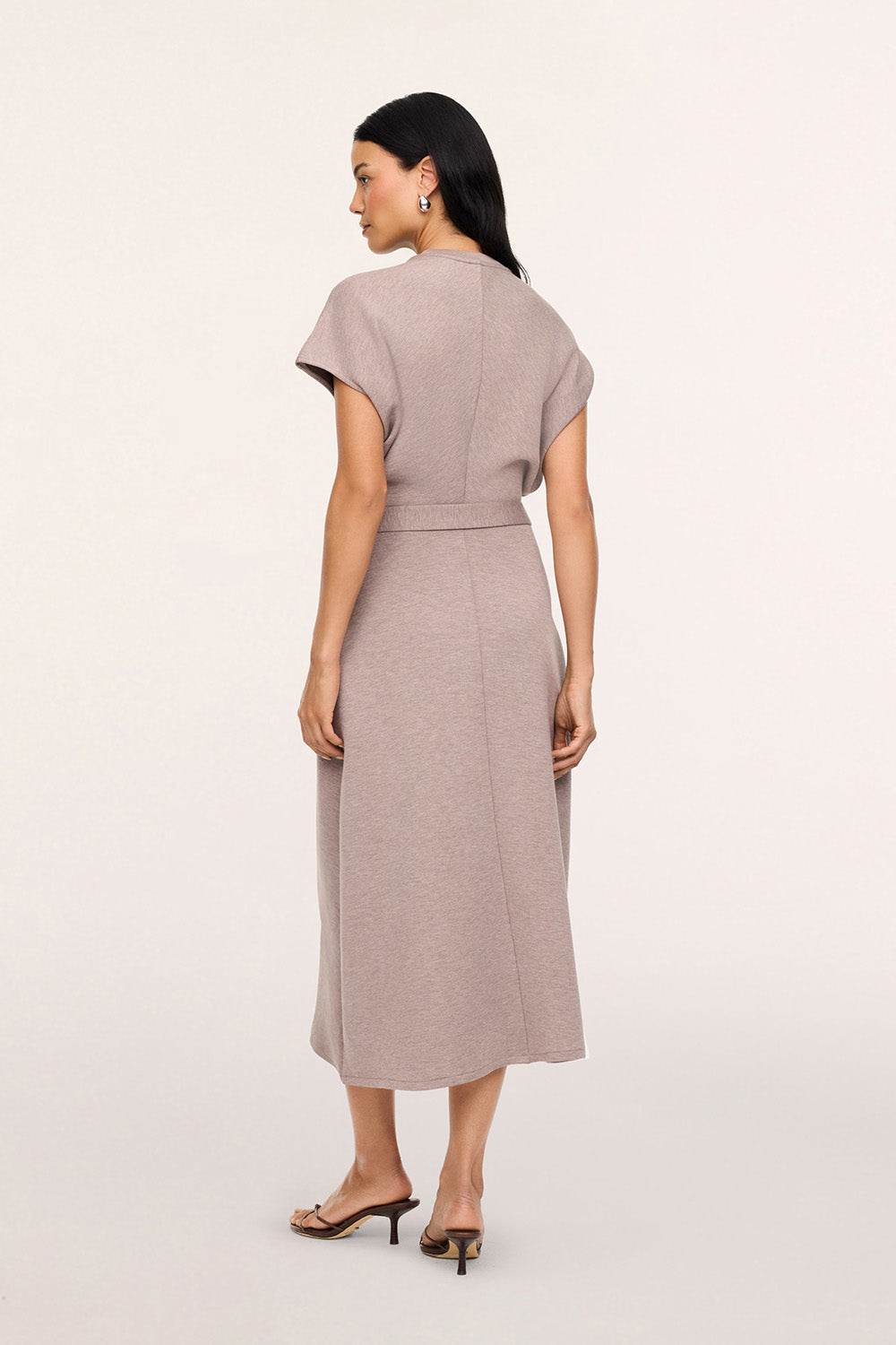 Spanx Draped Tie-Waist Maxi Dress in Taupe Heather — Back view
