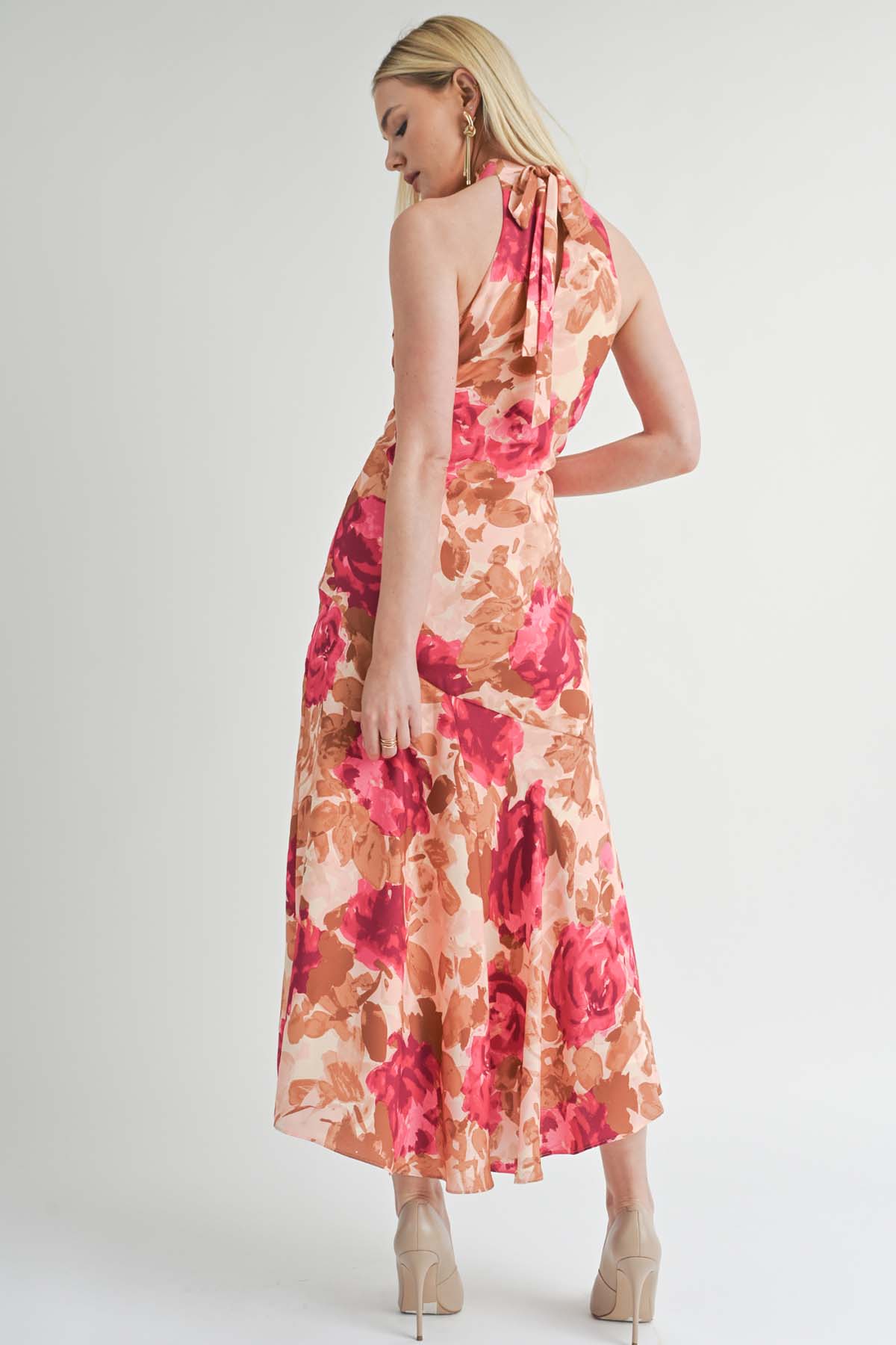 Sage the Label - Empowered Halter Maxi Dress - Fuscia Multi - Back