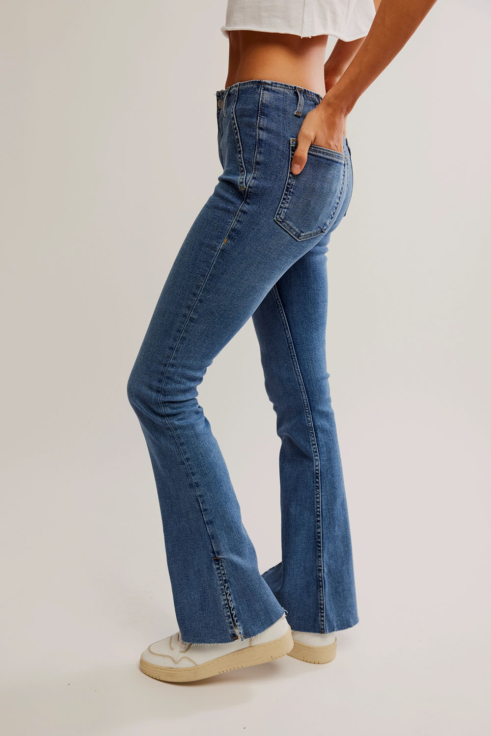 Free People - Level Up Slit Bootcut - Sunburst Blue - Side