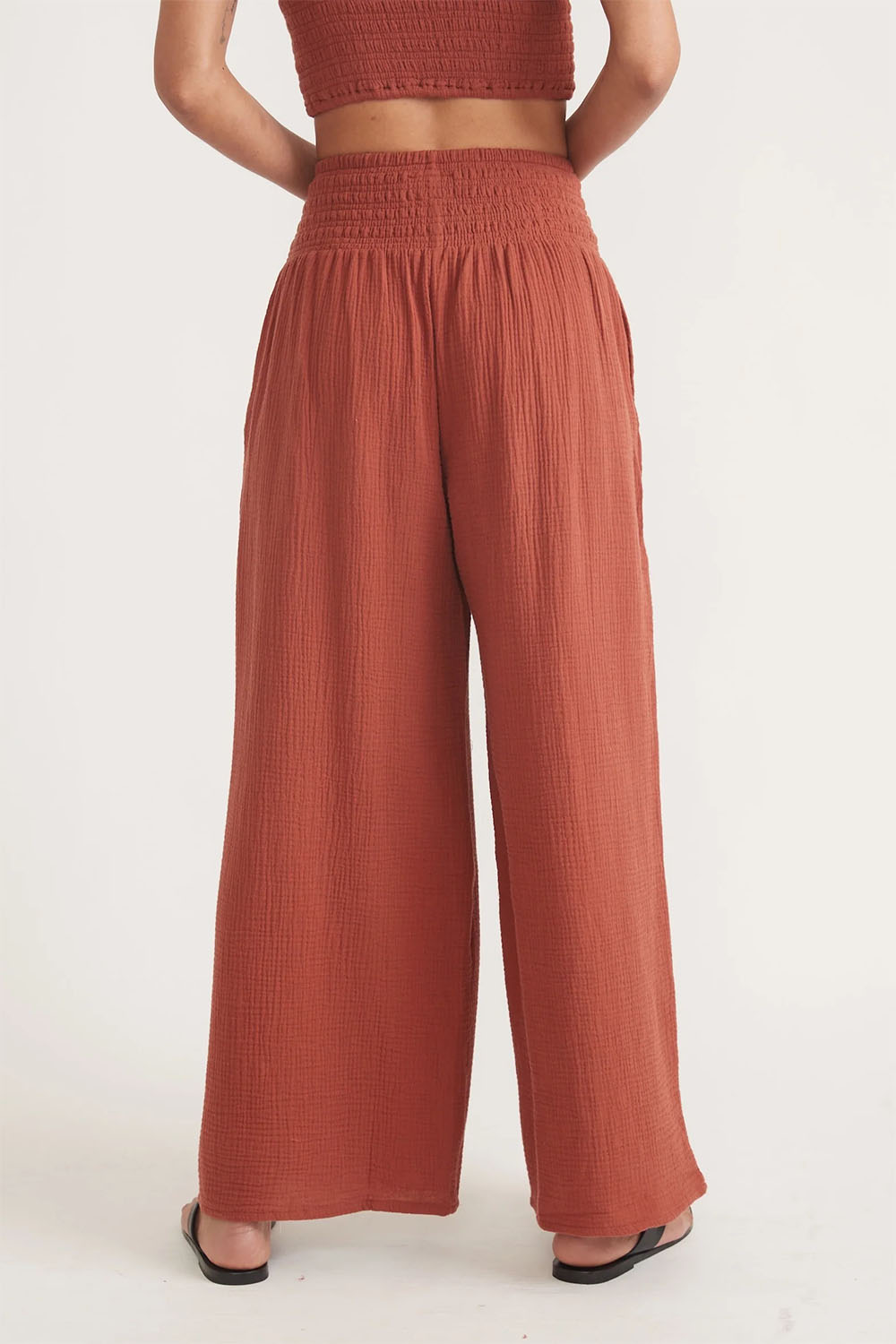 Marine Layer - Sophia Double Cloth Pant - Rust - Back