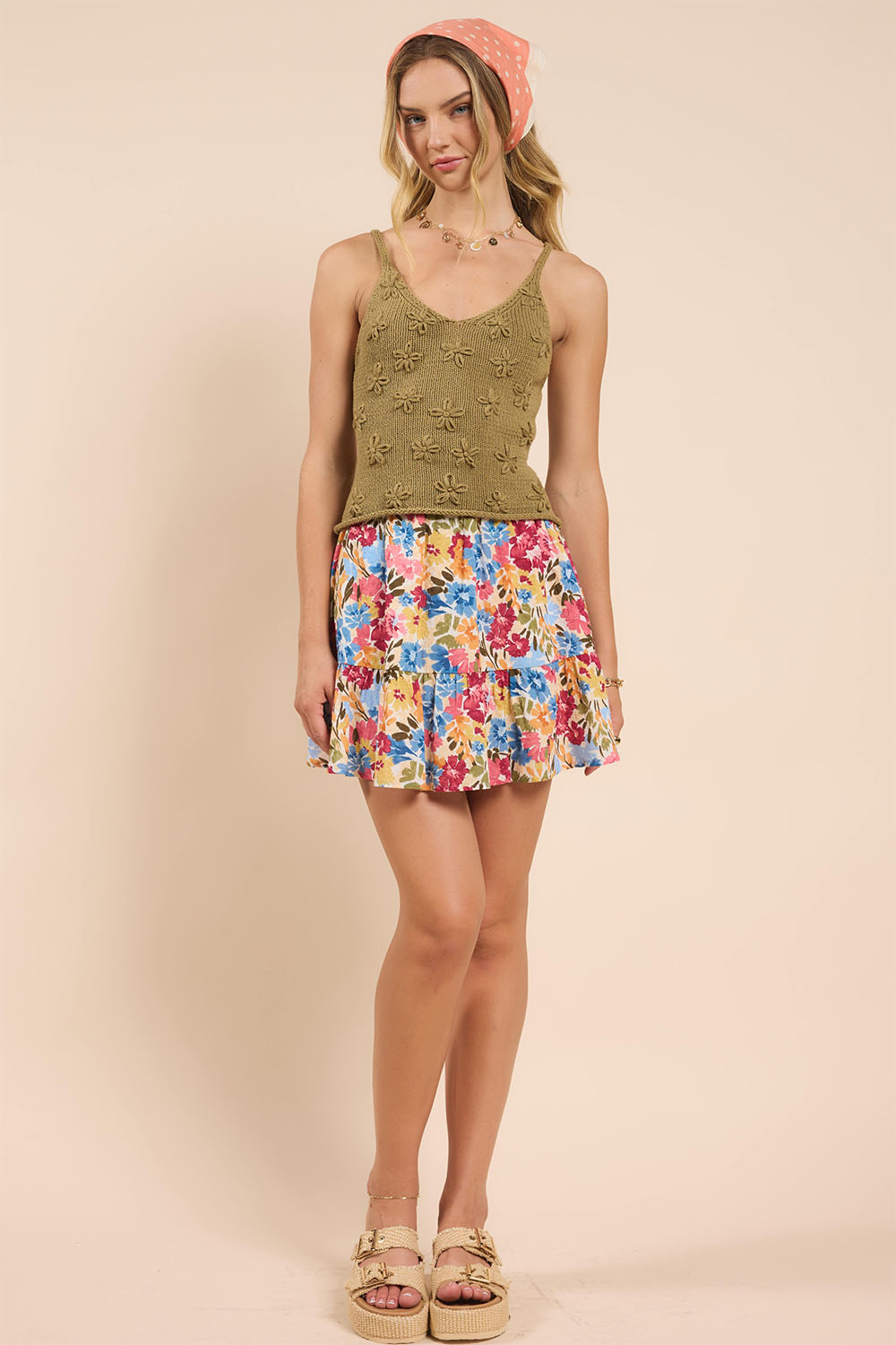Sadie & Sage - Dixie Flower Knit Tank - Dark Sage