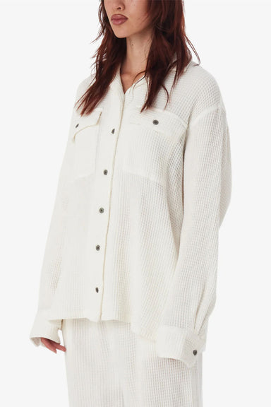 Obey - Camille Waffle Shirt - Muted White - Side