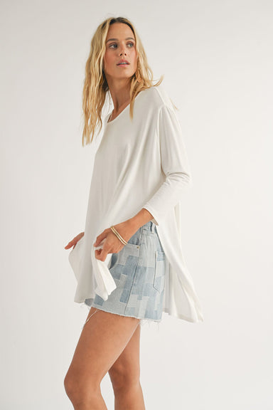 Sadie & Sage - Vacay 3/4 Sleeve Top - Ivory - Side