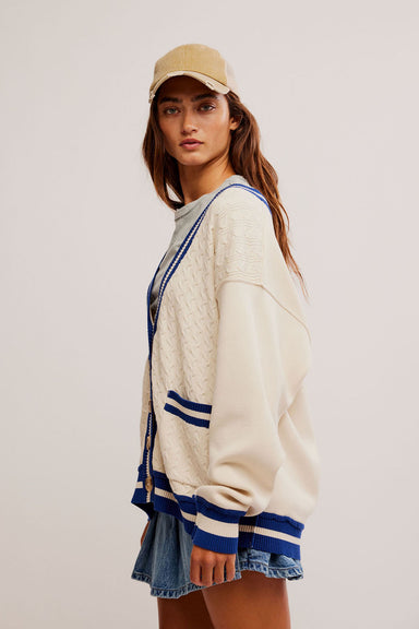 Free People - WTF Varsity Cardi - Ecru - Side