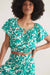 Marine Layer - Tiana Crop Blouse - Spruce Flora - Front