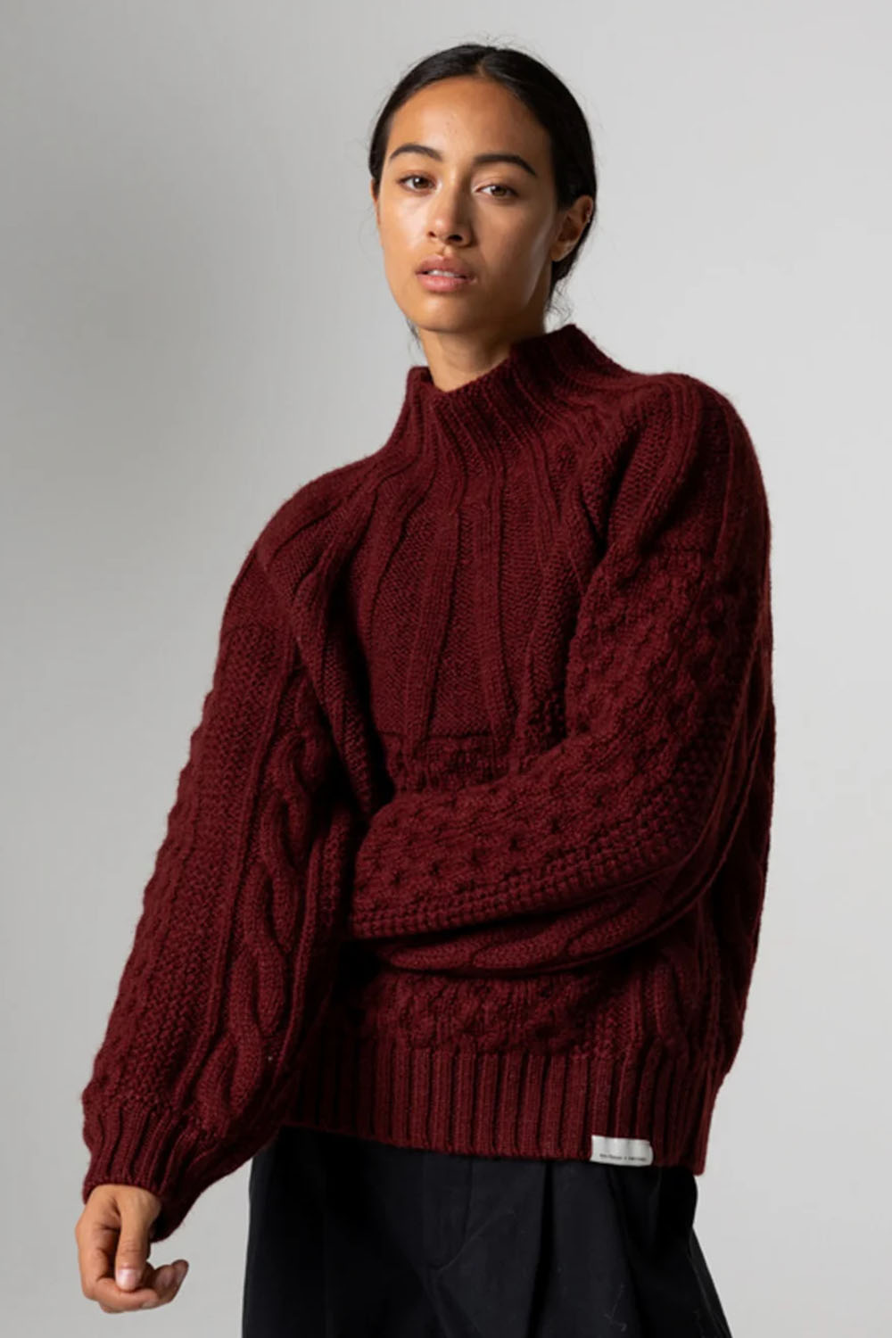 Finisterre - Aran Jumper - Cherry Wood - Front